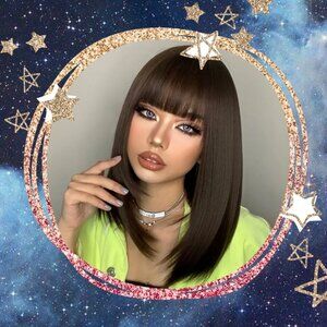 NWOT Women Fashion Black Brown Wig with Bang